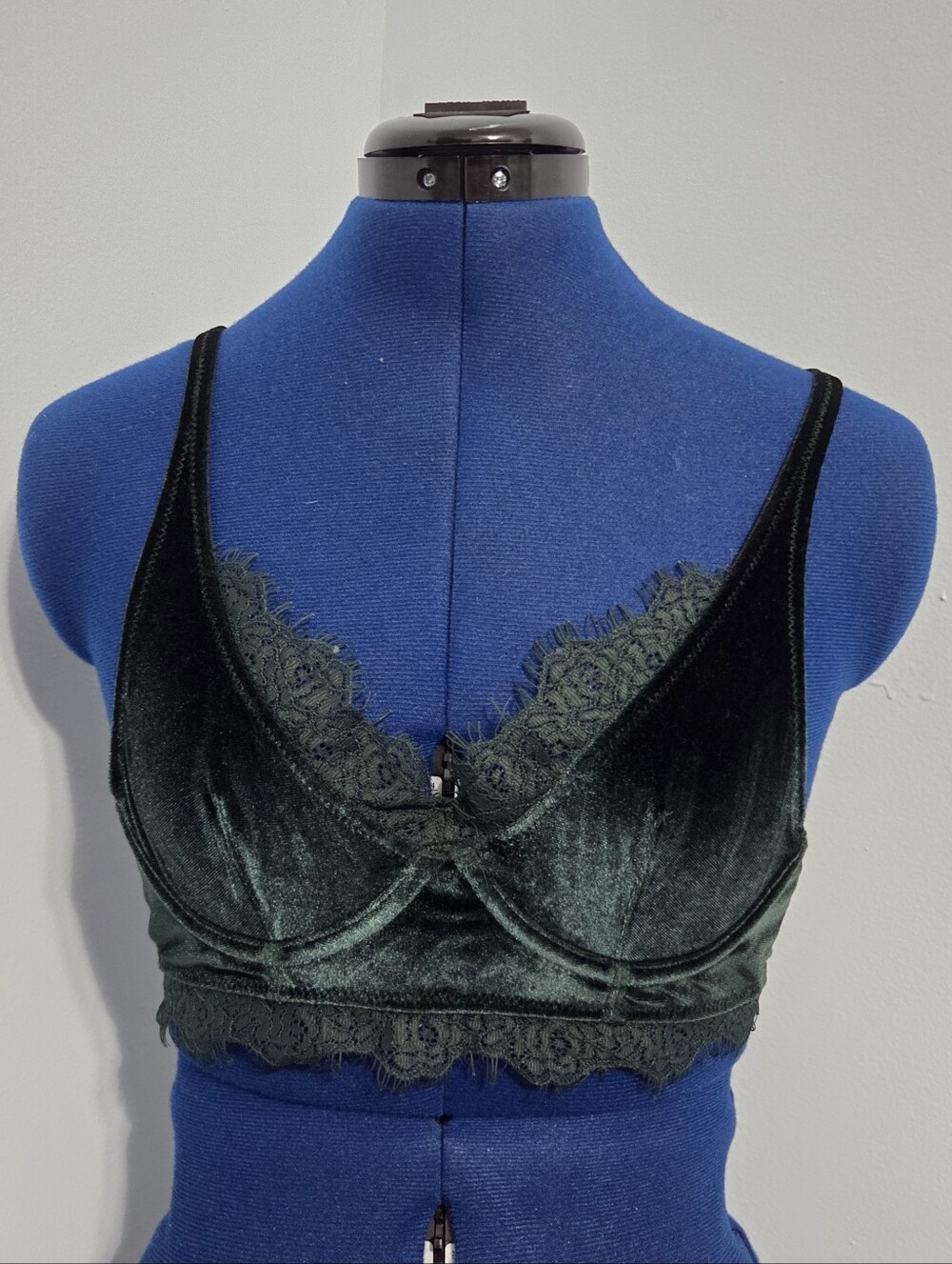 Dark Green Velvet BraletteSize 32A